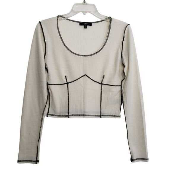 Mixed Threads Los Angeles Women's Scoop Neck Exposed Stitching Blouse, Size Med. - Picture 1 of 8